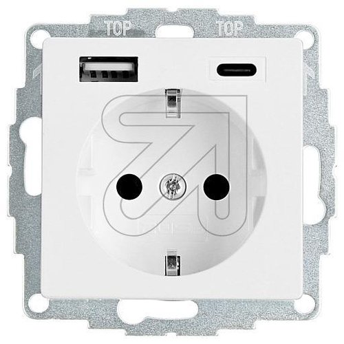 Schuko-Steckdose 2USB inCharge PRO 55  USB A/C reinweiß glänzend, VDE - EAN 8718868449511