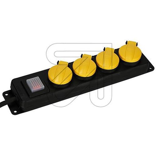 4-fach Tischdose m.Klappdeckeln IP44 GNPBK04 schwarz/gelb, mit Schalter - EAN 4027236032939