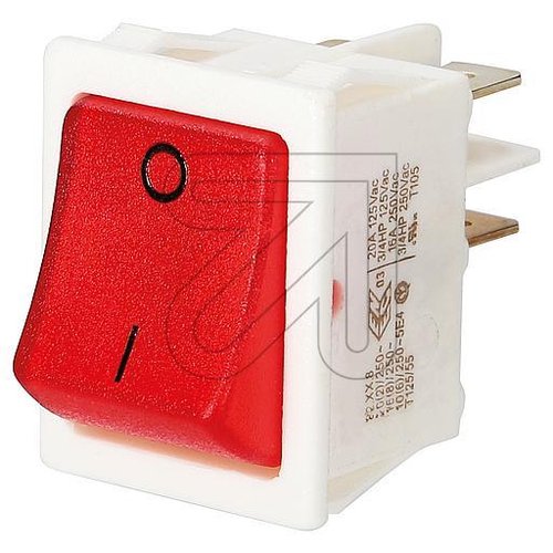 Einbau-Wippschalter 30x22 16 A weiß Wippe beleuchtet rot - EAN 4011644002561