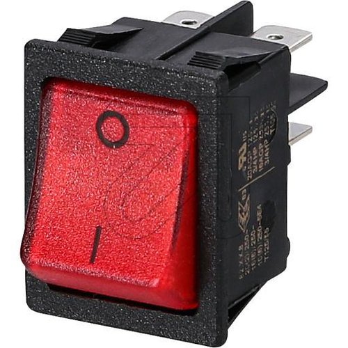 Einbau-Wippschalter 30x22 16 A schwarz Wippe beleuchtet rot - EAN 4011644002578
