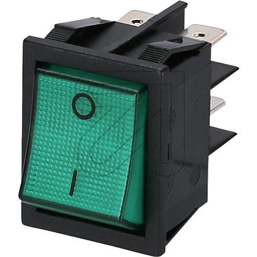 Ausschalter 2polig beleuchtet schwarz Wippenfarbe grün - EAN 4011644002585