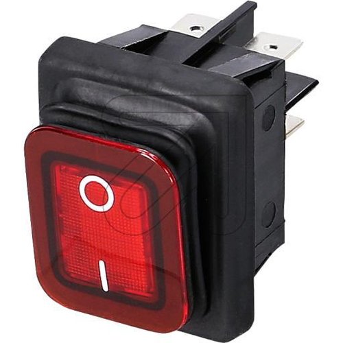Einbau Wippenschalter IP65 22x30mm schwarz/rot, mit Beleuchtung - EAN 4011644005807