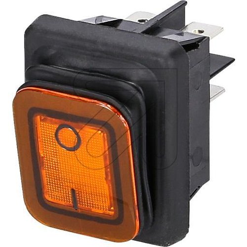 Einbau-Wippenschalter IP65 schwarz/gelb 22x30mm, mit Beleuchtung - EAN 4011644005791