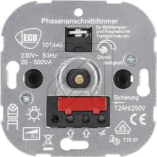 Dimmer Druck-Wechsel 20-500VA 4mm Welle 624900 - EAN 4012096393016