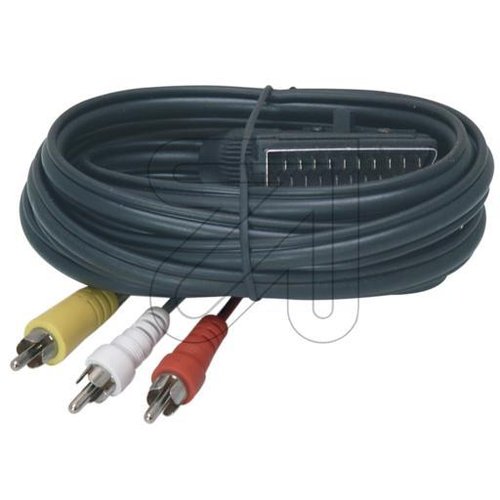 EGB Kabel Scart-Stecker/3x Cinch-Stecker 2m Stereoton-Video,Signalfluß umschaltb.