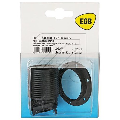 SB Iso-Fassung E27 schwarz m.Schraubring - EAN 4027236020592