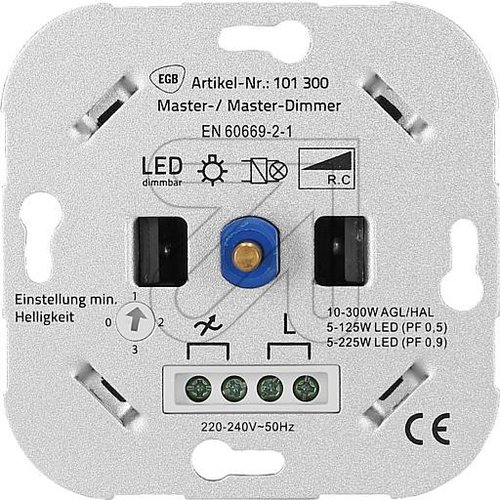 EGB Master-/Master-Dimmer für LED + Standard Phasenabschnitt, PF>0,7=185W / PF>0,9=225W f. LED