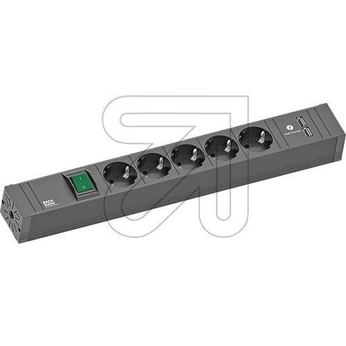 CONNECT LINE Steckdosenleiste schwarz   420.0021 5xSchuko mit Schalter, 1x USB-Charger