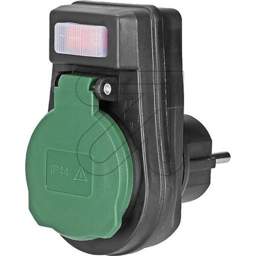 Adapter mit Schalter schwarz-grün IP44 - EAN 4006341706812