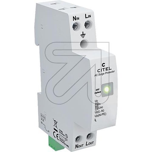 CITEL Kompakter einphasiger Überspannungsschutz T2+T3, 1 TE, DACN10S-11-275 - EAN 3309450040169