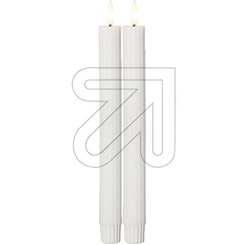 LED-Wachskerze 'Flamme Stripe' 2er-Set weiß 061-63 - EAN 7391482064882
