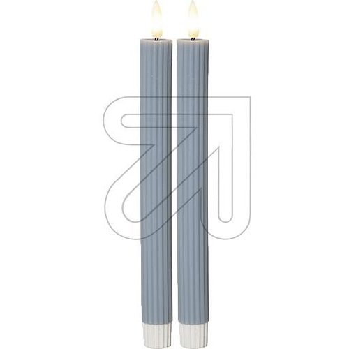 LED-Wachskerze 'Flamme Stripe' 2er-Set blau 061-69 - EAN 7391482065223